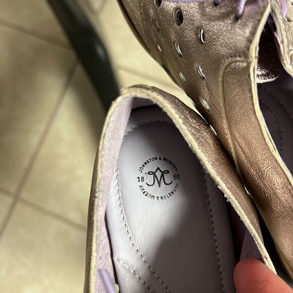 Johnston & Murphy lilac metallic leather soft moccasins Sz 8,5 new - Picture 9 of 11